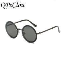 Load image into Gallery viewer, QPeClou 2023 Chain Round Sunglasses Women Metal Brand Designer Sun Glasses Men Black Eyeglasses Not Included Chain