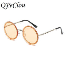 Load image into Gallery viewer, QPeClou 2023 Chain Round Sunglasses Women Metal Brand Designer Sun Glasses Men Black Eyeglasses Not Included Chain