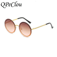 Load image into Gallery viewer, QPeClou 2023 Chain Round Sunglasses Women Metal Brand Designer Sun Glasses Men Black Eyeglasses Not Included Chain
