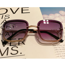 Load image into Gallery viewer, QPeClou 2023 Unique Metal Chain Square Sunglasses Women Vintage Brand Designer Sunglasses Men Sent Without Chain