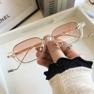 QPeClou 2023 Vintage Rivet Square Sunglasses Women Small Anti-blue Transparent Glasses Frame Men Optical Eyeglasses
