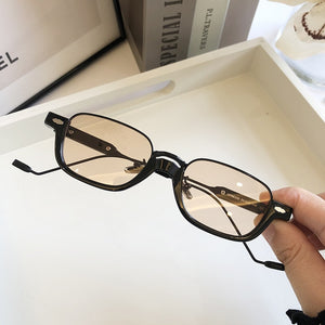QPeClou 2023 Vintage Rivet Square Sunglasses Women Small Anti-blue Transparent Glasses Frame Men Optical Eyeglasses
