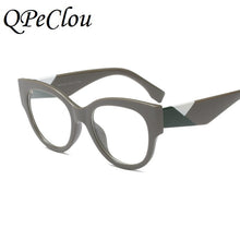 Load image into Gallery viewer, QPeClou Sexy Blue Cat Eye Glasses Frame Women 2023 Clear Len Leopard Eyeglasses Frames Ladies Optical Oculos Gafas Eyewear