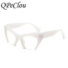 Load image into Gallery viewer, QPeClou Small Half Frame Cat Eye Glasses Frame Women Brand Vintage Cateye Clear Lens Glasses Ladies Oculos 2023 Eyeglasses Frame