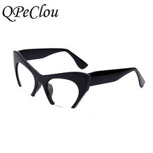 Load image into Gallery viewer, QPeClou Small Half Frame Cat Eye Glasses Frame Women Brand Vintage Cateye Clear Lens Glasses Ladies Oculos 2023 Eyeglasses Frame