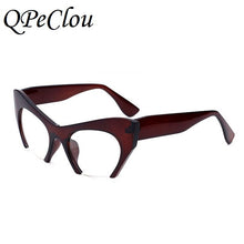 Load image into Gallery viewer, QPeClou Small Half Frame Cat Eye Glasses Frame Women Brand Vintage Cateye Clear Lens Glasses Ladies Oculos 2023 Eyeglasses Frame