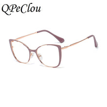 Load image into Gallery viewer, QPeClou Unique Vintage Cat Eye Glasses Women 2023 Retro Metal Cateye Eyeglasses Frames Female Clear lens Optical Oculos Gafas