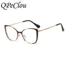 Load image into Gallery viewer, QPeClou Unique Vintage Cat Eye Glasses Women 2023 Retro Metal Cateye Eyeglasses Frames Female Clear lens Optical Oculos Gafas