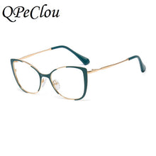 Load image into Gallery viewer, QPeClou Unique Vintage Cat Eye Glasses Women  Retro Metal Cateye Eyeglasses Frames Female Clear lens Optical Oculos Gafas