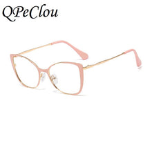 Load image into Gallery viewer, QPeClou Unique Vintage Cat Eye Glasses Women 2023 Retro Metal Cateye Eyeglasses Frames Female Clear lens Optical Oculos Gafas
