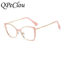Load image into Gallery viewer, QPeClou Unique Vintage Cat Eye Glasses Women  Retro Metal Cateye Eyeglasses Frames Female Clear lens Optical Oculos Gafas