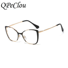 Load image into Gallery viewer, QPeClou Unique Vintage Cat Eye Glasses Women  Retro Metal Cateye Eyeglasses Frames Female Clear lens Optical Oculos Gafas