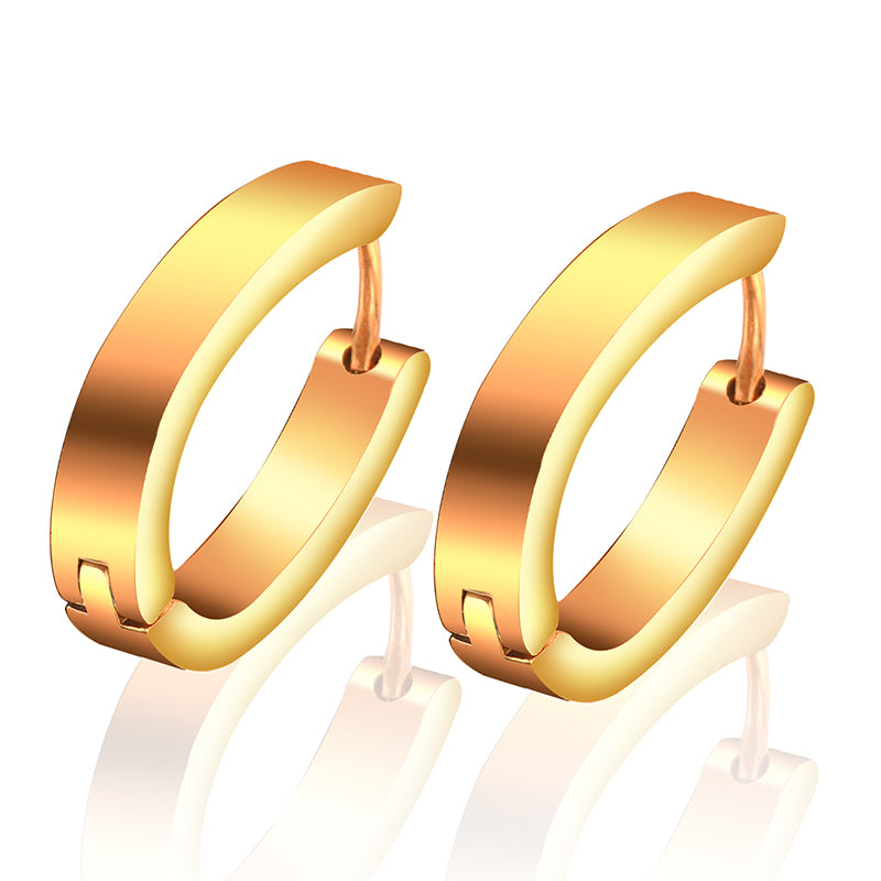 4MM New Fashion 316L Stainless Steel Jewelry Gold Wedding Earrings for women mens Enagagement Wedding jewelry HOT