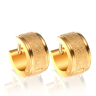 8MM New Fashion 316L Stainless Steel Jewelry Gold Wedding Earrings for women mens Enagagement Wedding jewelry HOT