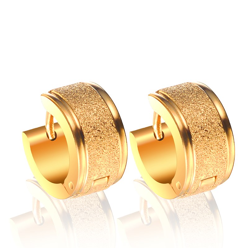 8MM New Fashion 316L Stainless Steel Jewelry Gold Wedding Earrings for women mens Enagagement Wedding jewelry HOT