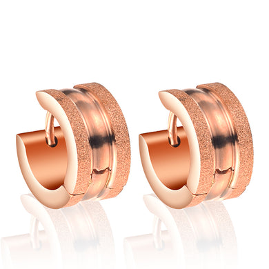 8MM New Fashion 316L Stainless Steel Jewelry rose gold Wedding Earrings for women mens Enagagement Wedding jewelry