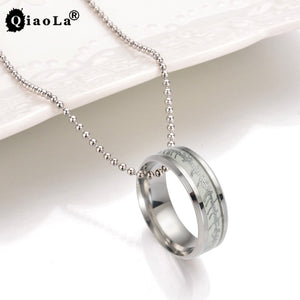 Stainless Steel Luminous Necklaces & Pendants Sliver Glow In The Dark Steampunk Chain Choker Men Jewelry Dropshipping