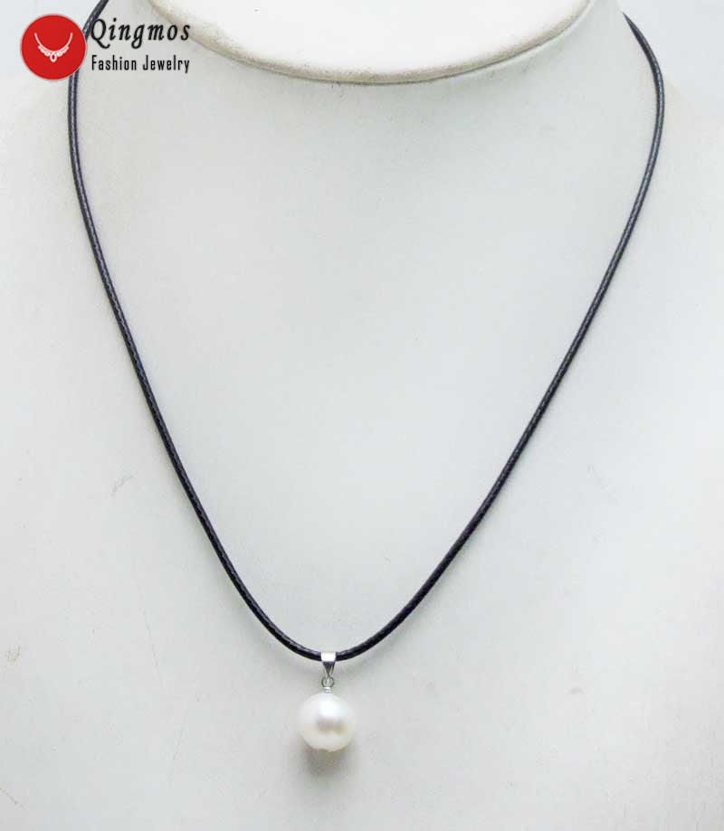 10-11mm Potato White Natural Pearl Pendant Chokers Necklace for Women & Free 17-18 cord Fine Jewelry-nec6354