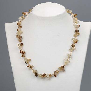 Collana con quarzo rutilato, pietra naturale, cristallo intrecciato, perla da donna, energia, gioielli da donna, perla, Moana, infermiera, collana di genere Boho 