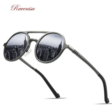 RAVENISA  Round Alumium Sunglasses For Men Women 2023 Classic Polarized Spring Sun Glasses  Brown Goggle