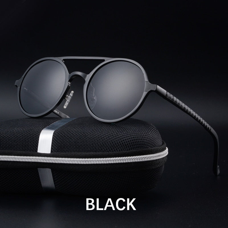 RAVENISA  Round Alumium Sunglasses For Men Women 2023 Classic Polarized Spring Sun Glasses  Brown Goggle