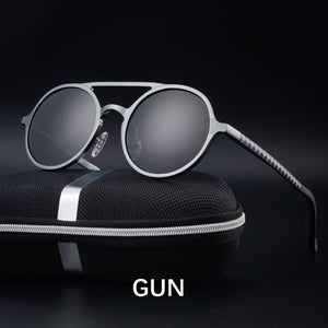 RAVENISA  Round Alumium Sunglasses For Men Women 2023 Classic Polarized Spring Sun Glasses  Brown Goggle