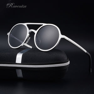 RAVENISA  Round Alumium Sunglasses For Men Women 2023 Classic Polarized Spring Sun Glasses  Brown Goggle