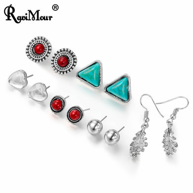 Bijoux Femme Retro Women Earring Set Boho Leaf Triangle Chic Earings Jewelry Turkish Ethnic Brincos Jewellery for Girls