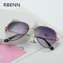 Load image into Gallery viewer, 2022 New Brand Designer Rimless Pilot Sunglasses Women Men Retro Dimond Cutting Lens Gradient Sun Glasses For Female UV400