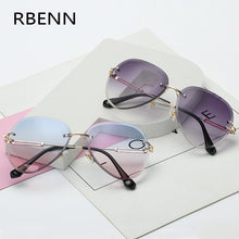 Load image into Gallery viewer, 2022 New Brand Designer Rimless Pilot Sunglasses Women Men Retro Dimond Cutting Lens Gradient Sun Glasses For Female UV400