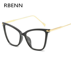 RBENN Lady Cat Eye Glasses Frames For Women Sexy Oversized Metal Frame Brand Designer Optical Eyeglasses Fashion Eyewear Female
