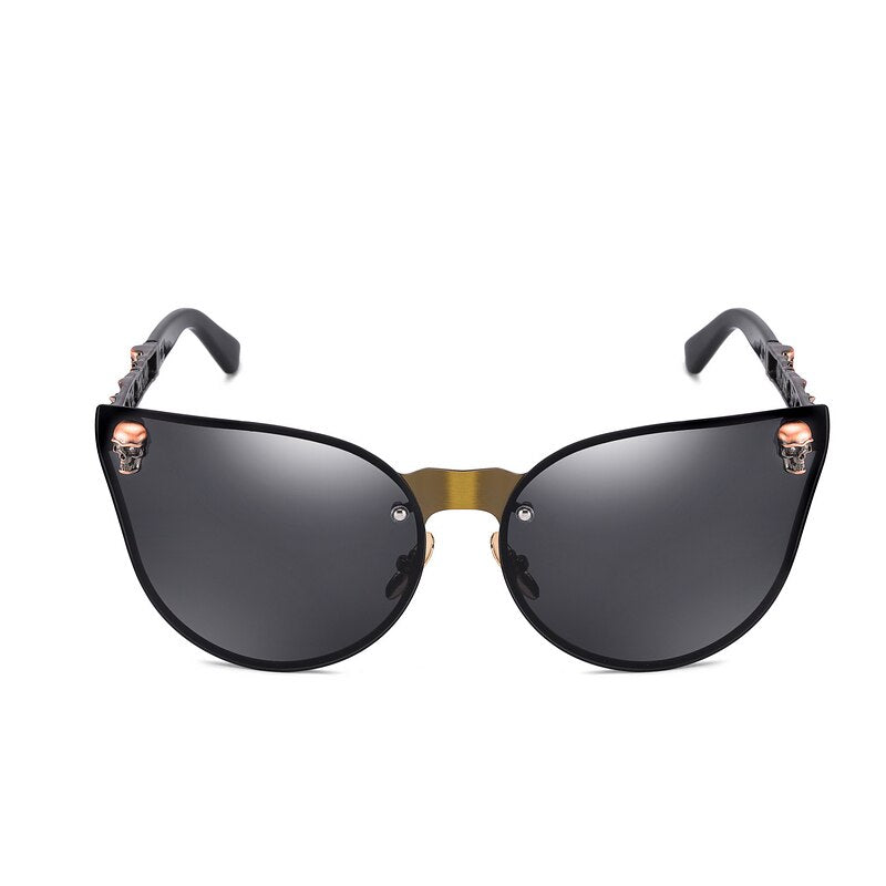 RBEWTP 2023  Women Gothic Sunglasses Skull Frame Metal Temple High Quality Gold Sun glasses Oculos De Sol Feminino