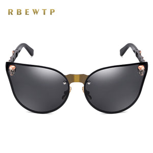 RBEWTP 2023  Women Gothic Sunglasses Skull Frame Metal Temple High Quality Gold Sun glasses Oculos De Sol Feminino