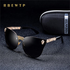 RBEWTP 2023  Women Gothic Sunglasses Skull Frame Metal Temple High Quality Gold Sun glasses Oculos De Sol Feminino