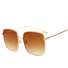 Load image into Gallery viewer, RBRARE 2023 Metal Square Flat Mirror Sunglasses Women Round Face Lady Sun Glasses Vintage Big Frame Female Sunglasses