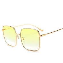 Load image into Gallery viewer, RBRARE 2023 Metal Square Flat Mirror Sunglasses Women Round Face Lady Sun Glasses Vintage Big Frame Female Sunglasses