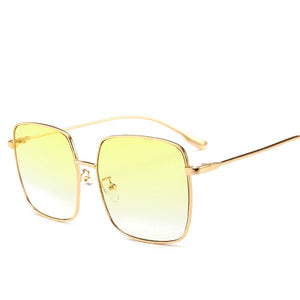 RBRARE 2023 Metal Square Flat Mirror Sunglasses Women Round Face Lady Sun Glasses Vintage Big Frame Female Sunglasses
