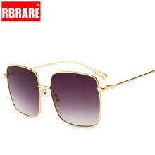 Load image into Gallery viewer, RBRARE 2023 Metal Square Flat Mirror Sunglasses Women Round Face Lady Sun Glasses Vintage Big Frame Female Sunglasses