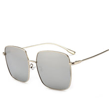 Load image into Gallery viewer, RBRARE 2023 Metal Square Flat Mirror Sunglasses Women Round Face Lady Sun Glasses Vintage Big Frame Female Sunglasses