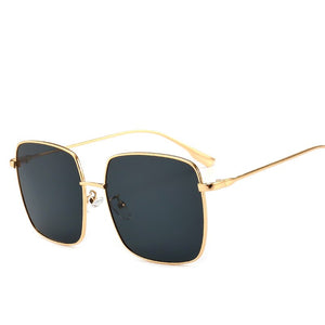 RBRARE 2023 Metal Square Flat Mirror Sunglasses Women Round Face Lady Sun Glasses Vintage Big Frame Female Sunglasses