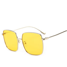 Load image into Gallery viewer, RBRARE 2023 Metal Square Flat Mirror Sunglasses Women Round Face Lady Sun Glasses Vintage Big Frame Female Sunglasses