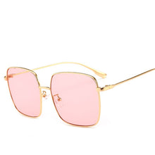 Load image into Gallery viewer, RBRARE 2023 Metal Square Flat Mirror Sunglasses Women Round Face Lady Sun Glasses Vintage Big Frame Female Sunglasses