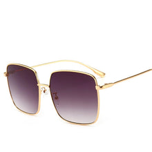 Load image into Gallery viewer, RBRARE 2023 Metal Square Flat Mirror Sunglasses Women Round Face Lady Sun Glasses Vintage Big Frame Female Sunglasses
