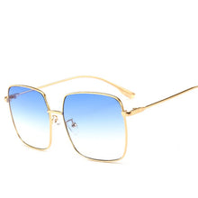 Load image into Gallery viewer, RBRARE 2023 Metal Square Flat Mirror Sunglasses Women Round Face Lady Sun Glasses Vintage Big Frame Female Sunglasses
