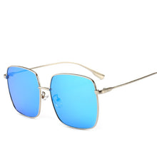 Load image into Gallery viewer, RBRARE 2023 Metal Square Flat Mirror Sunglasses Women Round Face Lady Sun Glasses Vintage Big Frame Female Sunglasses