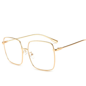 RBRARE 2023 Metal Square Flat Mirror Sunglasses Women Round Face Lady Sun Glasses Vintage Big Frame Female Sunglasses