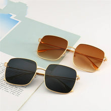 Load image into Gallery viewer, RBRARE 2023 Metal Square Flat Mirror Sunglasses Women Round Face Lady Sun Glasses Vintage Big Frame Female Sunglasses