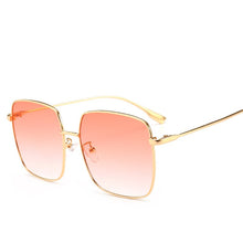 Load image into Gallery viewer, RBRARE 2023 Metal Square Flat Mirror Sunglasses Women Round Face Lady Sun Glasses Vintage Big Frame Female Sunglasses
