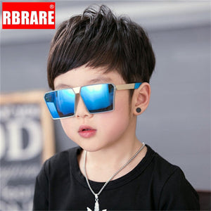 RBRARE Classic Square Sunglasses Girls Boys Colorful Mirror Children Glasses Concave Shape Personality Anti-UV Street Beat Kid