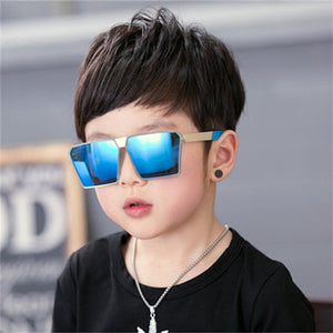 RBRARE Classic Square Sunglasses Girls Boys Colorful Mirror Children Glasses Concave Shape Personality Anti-UV Street Beat Kid